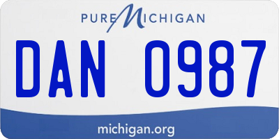 MI license plate DAN0987