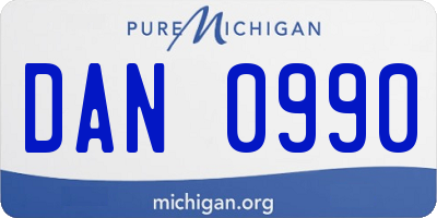 MI license plate DAN0990