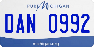 MI license plate DAN0992