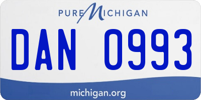 MI license plate DAN0993