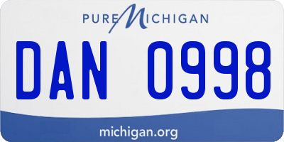 MI license plate DAN0998