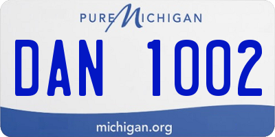 MI license plate DAN1002