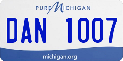 MI license plate DAN1007