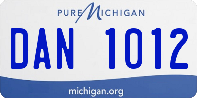 MI license plate DAN1012