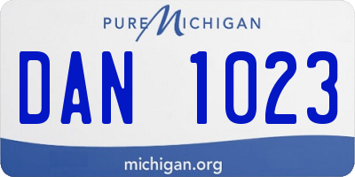 MI license plate DAN1023