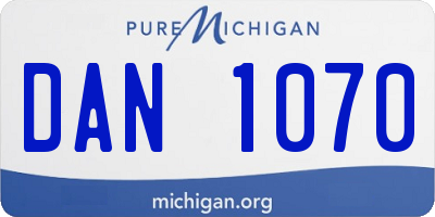 MI license plate DAN1070
