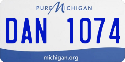 MI license plate DAN1074
