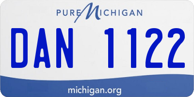 MI license plate DAN1122