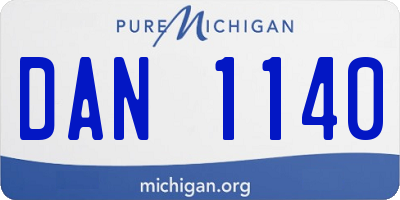 MI license plate DAN1140