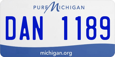MI license plate DAN1189