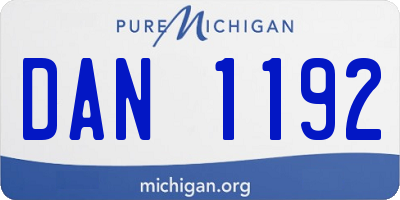 MI license plate DAN1192