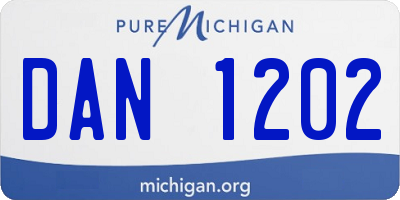 MI license plate DAN1202