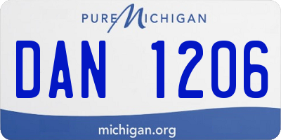 MI license plate DAN1206