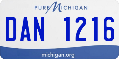 MI license plate DAN1216