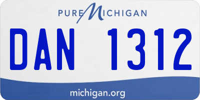 MI license plate DAN1312