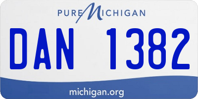 MI license plate DAN1382