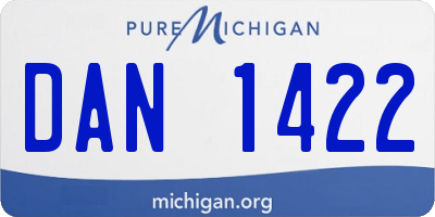 MI license plate DAN1422