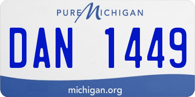 MI license plate DAN1449