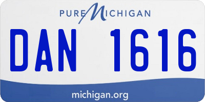 MI license plate DAN1616