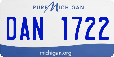 MI license plate DAN1722