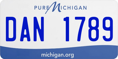 MI license plate DAN1789