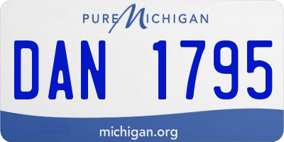 MI license plate DAN1795