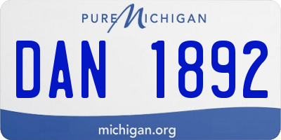 MI license plate DAN1892