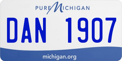 MI license plate DAN1907