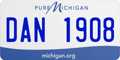 MI license plate DAN1908