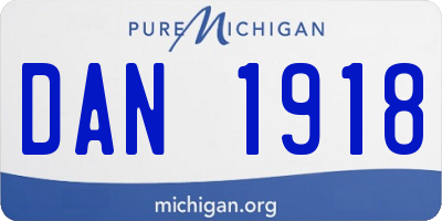 MI license plate DAN1918