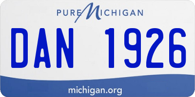 MI license plate DAN1926