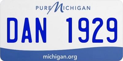 MI license plate DAN1929