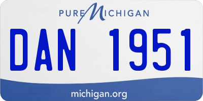 MI license plate DAN1951