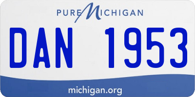 MI license plate DAN1953