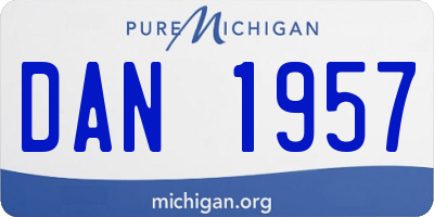 MI license plate DAN1957