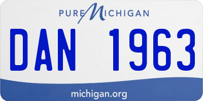 MI license plate DAN1963