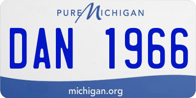 MI license plate DAN1966