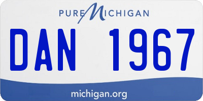 MI license plate DAN1967