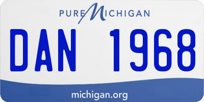 MI license plate DAN1968