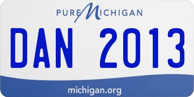 MI license plate DAN2013