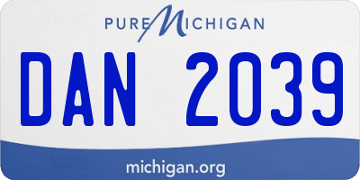 MI license plate DAN2039