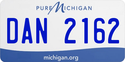 MI license plate DAN2162