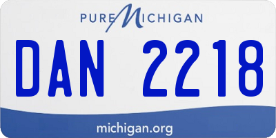 MI license plate DAN2218