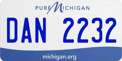 MI license plate DAN2232