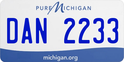 MI license plate DAN2233