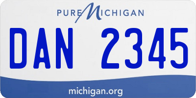 MI license plate DAN2345