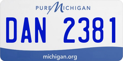 MI license plate DAN2381