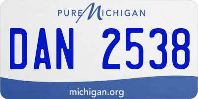 MI license plate DAN2538