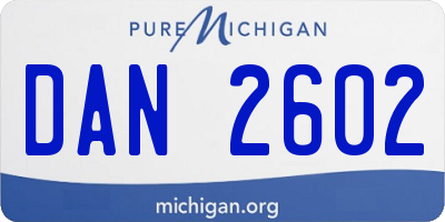 MI license plate DAN2602
