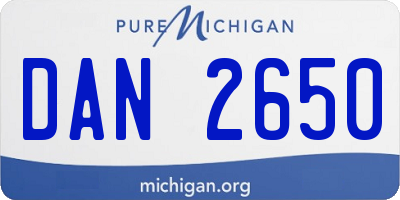MI license plate DAN2650